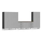 Ulti-MATE Garage 7-Piece Garage Cabinet System with Bamboo Worktop in Stardust Silver Metallic | Garage Giant 