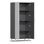Ulti-MATE Garage 7-Piece Garage Cabinet System with Bamboo Worktop in Stardust Silver Metallic 