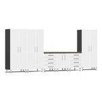 Ulti-MATE Garage 7-Piece Garage Cabinet System with Bamboo Worktop in Starfire White Metallic | Garage Giant 