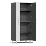 Ulti-MATE Garage 7-Piece Garage Cabinet System with Bamboo Worktop in Starfire White Metallic 