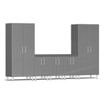 Ulti-MATE Garage 6-Piece Garage Cabinet Set with Channeled Worktop in Graphite Grey Metallic | Garage Giant 