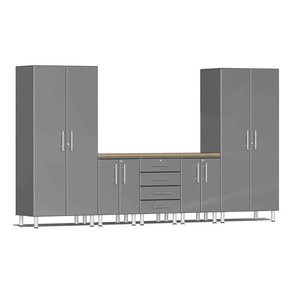 Ulti-MATE Garage 6-Piece Garage Cabinet Kit with Bamboo Worktop in Graphite Grey Metallic | Garage Giant