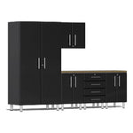 Ulti-MATE Garage 6-Piece Garage Cabinet Kit with Bamboo Worktop in Midnight Black Metallic-UG20862B-Garage Giant 