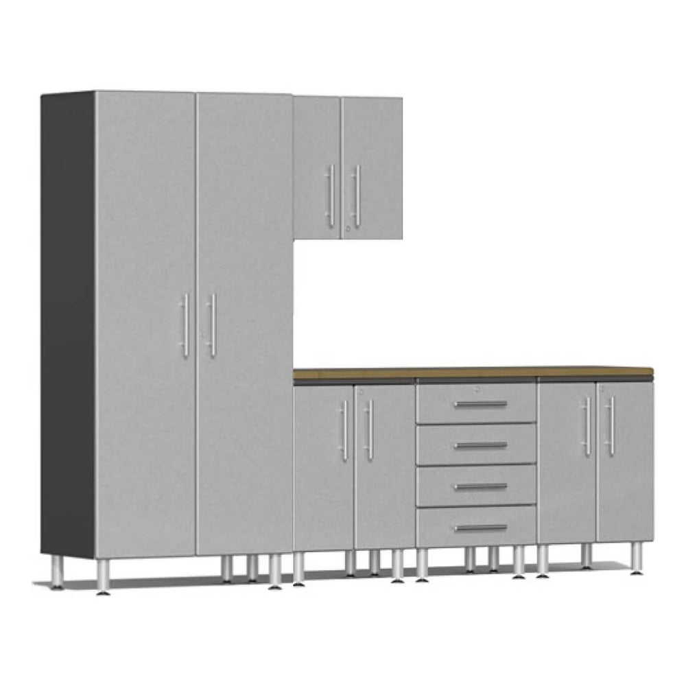 Ulti-MATE Garage 6-Piece Garage Cabinet Kit with Bamboo Worktop in Stardust Silver Metallic-UG20862S-Garage Giant