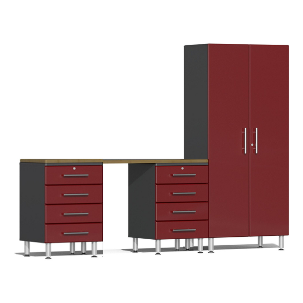 Ulti-MATE Garage 4-Piece Cabinet System with Bamboo Worktop in Ruby Red Metallic | UG20942R