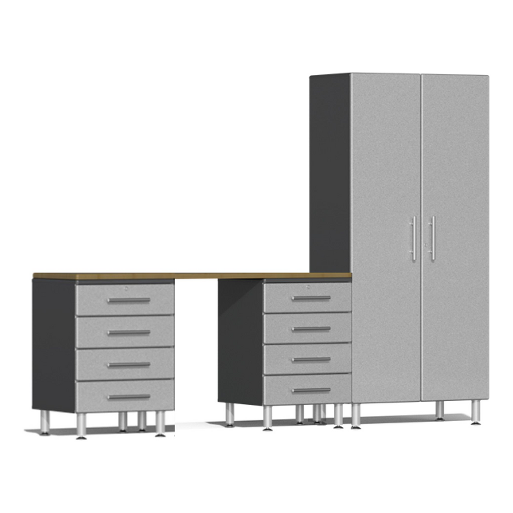 Ulti-MATE Garage 4-Piece Cabinet System with Bamboo Worktop in Stardust Silver Metallic | UG20942S