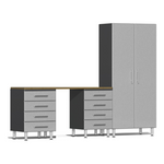 Ulti-MATE Garage 4-Piece Cabinet System with Bamboo Worktop in Stardust Silver Metallic | UG20942S 