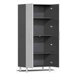 Ulti-MATE Garage 4-Piece Cabinet System with Bamboo Worktop in Stardust Silver Metallic 