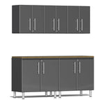 Ulti-MATE Garage 6-Piece Cabinet Kit with Bamboo Worktop in Graphite Grey Metallic | Garage Giant 