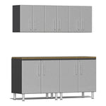 Ulti-MATE Garage 6-Piece Cabinet Kit with Bamboo Worktop in Stardust Silver Metallic | Garage Giant 
