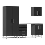 Ulti-MATE Garage 5-Piece Cabinet Set with Channeled Worktop in Midnight Black Metallic | Garage Giant 