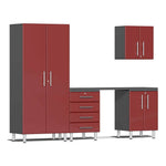 Ulti-MATE Garage 5-Piece Cabinet Set with Channeled Worktop in Ruby Red Metallic | Garage Giant 