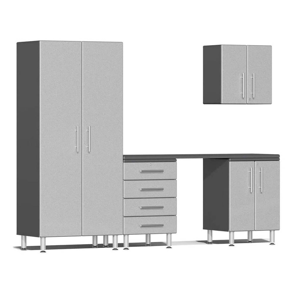 Ulti-MATE Garage 5-Piece Cabinet Set with Channeled Worktop in Stardust Silver Metallic | Garage Giant