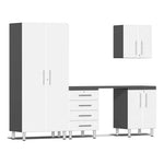 Ulti-MATE Garage 5-Piece Cabinet Set with Channeled Worktop in Starfire White Metallic | Garage Giant 