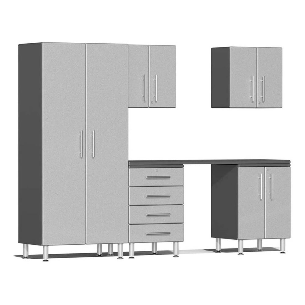 Ulti-MATE Garage 6-Piece Cabinet Set with Channeled Worktop in Stardust Silver Metallic | Garage Giant