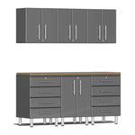Ulti-MATE Garage 7-Piece Cabinet Kit with Bamboo Worktops in Graphite Grey Metallic | Garage Giant 