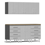 Ulti-MATE Garage 7-Piece Cabinet Kit with Bamboo Worktops in Stardust Silver Metallic | Garage Giant 