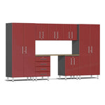 Ulti-MATE Garage 8-Piece Cabinet Kit with Bamboo Worktop in Ruby Red Metallic | Garage Giant 