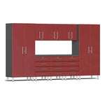 Ulti-MATE Garage 9-Piece Cabinet Kit with Channeled Worktop in Ruby Red Metallic-UG22091R-Garage Giant 