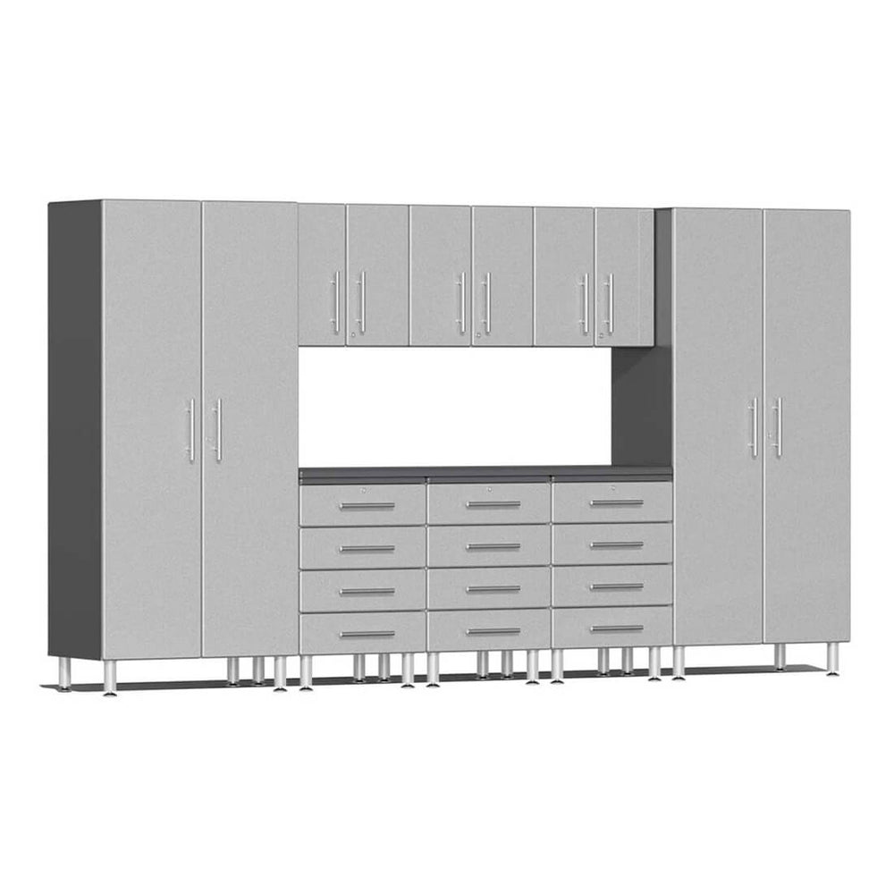 Ulti-MATE Garage 9-Piece Cabinet Kit with Channeled Worktop in Stardust Silver Metallic-UG22091S-Garage Giant