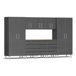 Ulti-MATE Garage 9-Piece Cabinet Kit with Bamboo Worktop in Graphite Grey Metallic | Garage Giant 