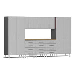 Ulti-MATE Garage 9-Piece Cabinet Kit with Bamboo Worktop in Stardust Silver Metallic | Garage Giant 