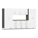 Ulti-MATE Garage 9-Piece Cabinet Kit with Bamboo Worktop in Starfire White Metallic | Garage Giant 
