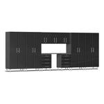 Ulti-MATE Garage 10-Piece Cabinet Kit with Channeled Worktop in Midnight Black Metallic | Garage Giant 
