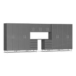 Ulti-MATE Garage 10-Piece Cabinet Kit with Channeled Worktop in Graphite Grey Metallic | Garage Giant 