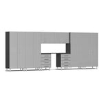 Ulti-MATE Garage 10-Piece Cabinet Kit with Channeled Worktop in Stardust Silver Metallic | Garage Giant 