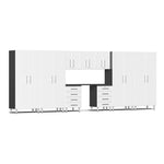 Ulti-MATE Garage 10-Piece Cabinet Kit with Channeled Worktop in Starfire White Metallic | Garage Giant 