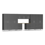 Ulti-MATE Garage 10-Piece Cabinet Kit with Bamboo Worktop in Graphite Grey Metallic | Garage Giant 
