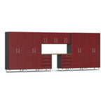 Ulti-MATE Garage 10-Piece Cabinet Kit with Bamboo Worktop in Ruby Red Metallic | Garage Giant 