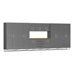 Ulti-MATE Garage 11-Piece Garage Cabinet Kit with Bamboo Worktops in Graphite Grey Metallic | Garage Giant 