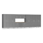 Ulti-MATE Garage 12-Piece Cabinet Set with Bamboo Worktop in Graphite Grey Metallic | Garage Giant 