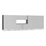 Ulti-MATE Garage 12-Piece Cabinet Set with Bamboo Worktop in Stardust Silver Metallic | Garage Giant 