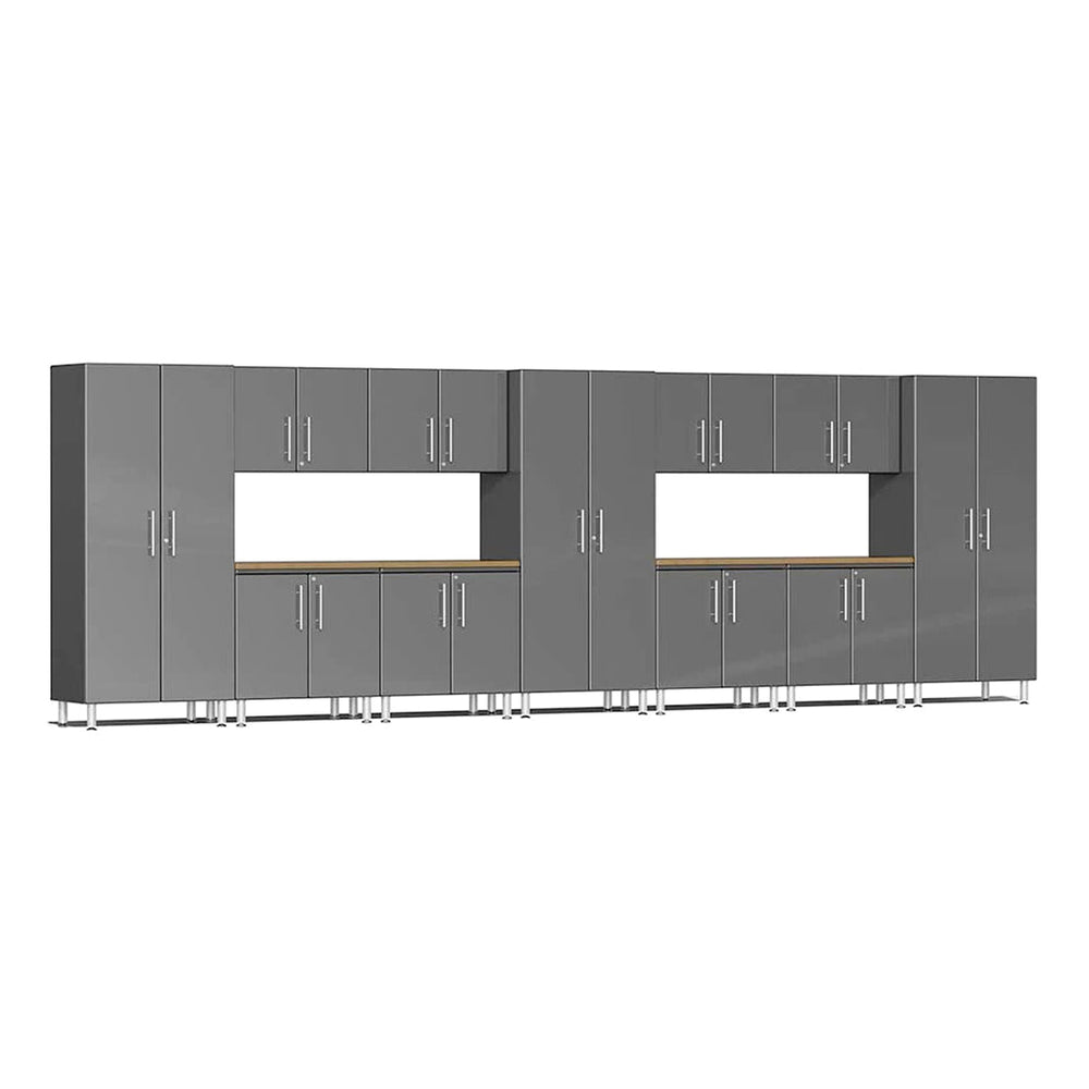 Ulti-MATE Garage 13-Piece Garage Cabinet Kit with Bamboo Worktops in Graphite Grey Metallic | Garage Giant