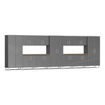 Ulti-MATE Garage 13-Piece Garage Cabinet Kit with Bamboo Worktops in Graphite Grey Metallic | Garage Giant 