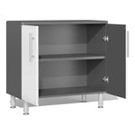 Ulti-MATE Garage 13-Piece Garage Cabinet Kit with Bamboo Worktops in Starfire White Metallic 