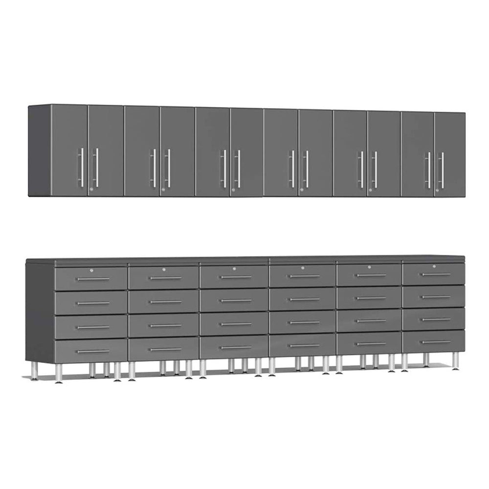 Ulti-MATE Garage 14-Piece Cabinet Kit with Channeled Worktops in Graphite Grey Metallic-UG22141G-Garage Giant