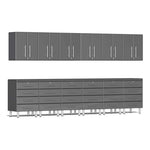 Ulti-MATE Garage 14-Piece Cabinet Kit with Channeled Worktops in Graphite Grey Metallic-UG22141G-Garage Giant 