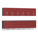 Ulti-MATE Garage 14-Piece Cabinet Kit with Channeled Worktops in Ruby Red Metallic-UG22141R-Garage Giant 