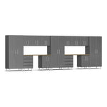 Ulti-MATE Garage 15-Piece Cabinet Set with Bamboo Worktops in Graphite Grey Metallic | Garage Giant 