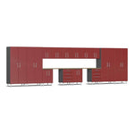 Ulti-MATE Garage 16-Piece Cabinet Set with Bamboo Worktops in Ruby Red Metallic | Garage Giant 