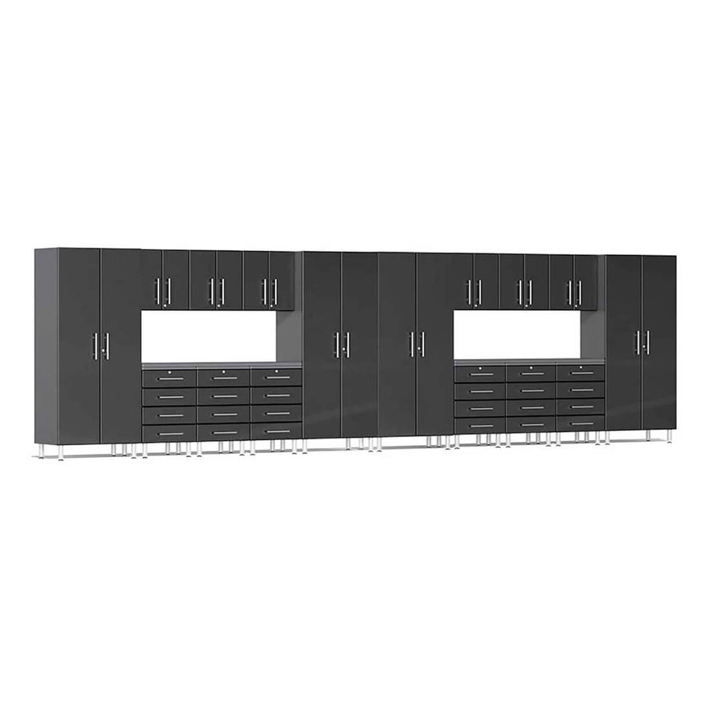 Ulti-MATE Garage 18-Piece Cabinet Kit with Channeled Worktops in Midnight Black Metallic | Garage Giant