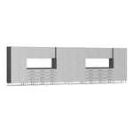 Ulti-MATE Garage 18-Piece Cabinet Kit with Channeled Worktops in Stardust Silver Metallic | Garage Giant 