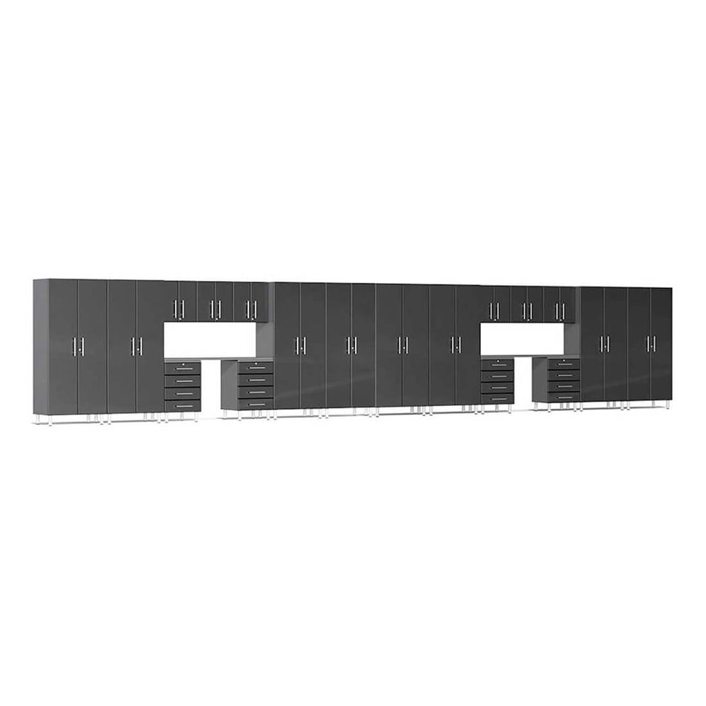 Ulti-MATE Garage 20-Piece Cabinet Kit with Channeled Worktops in Midnight Black Metallic | Garage Giant