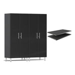 Ulti-MATE Garage 2-Piece Tall Garage Cabinet Set and Extra 2-Shelf Bundle in Midnight Black Metallic | Garage Giant 