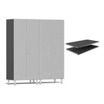 Ulti-MATE Garage 2-Piece Tall Garage Cabinet Set and Extra 2-Shelf Bundle in Stardust Silver Metallic | Garage Giant 
