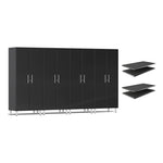Ulti-MATE Garage 4-Piece Tall Garage Cabinet Set and Extra 4-Shelf Bundle in Midnight Black Metallic | Garage Giant 